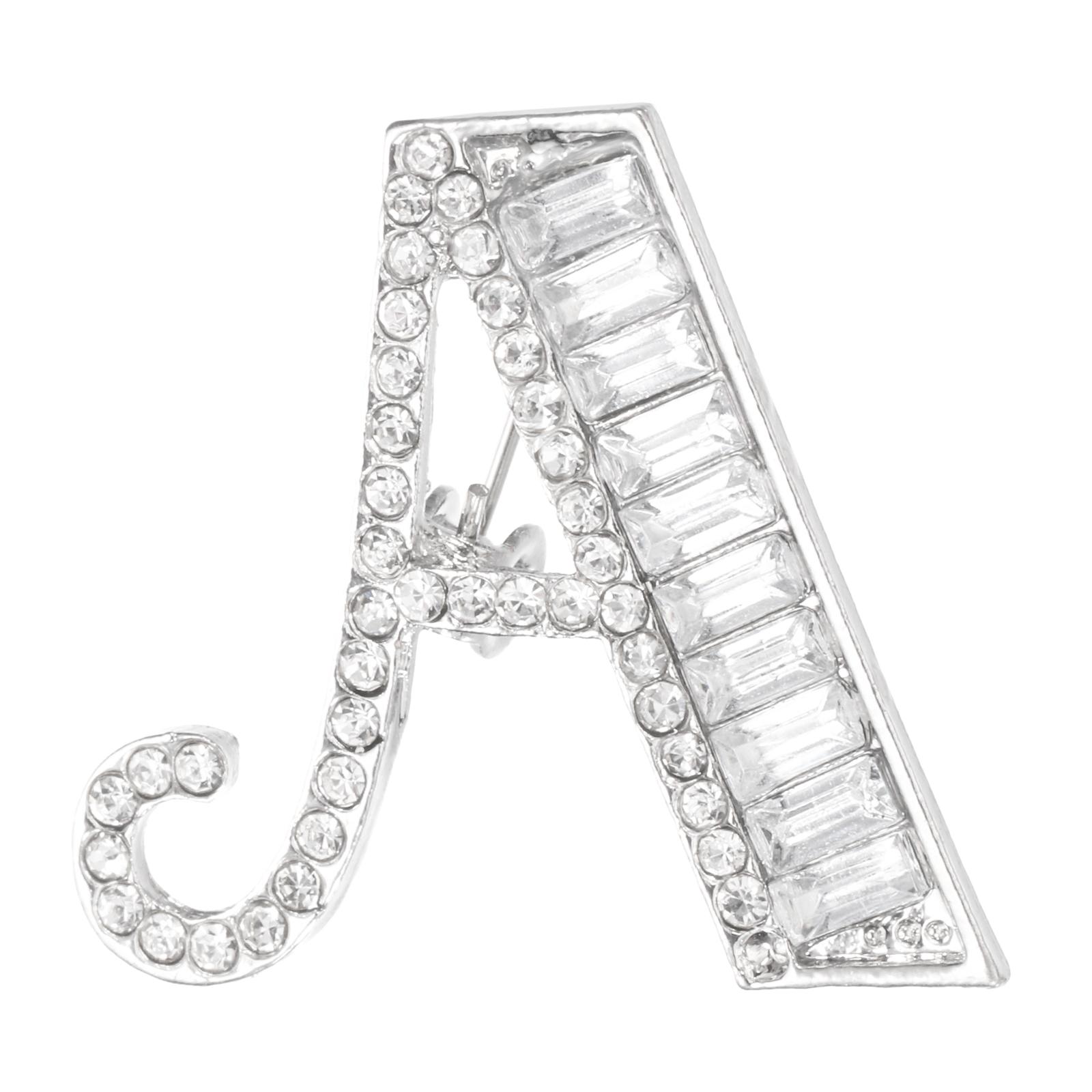 

Letter Brooch Pins Rhinestone Broaches Metal Crystal Alphabet A-Z Breastpin Lapel Pin for Jewelry Gift Suit Clothes Hat Dress
