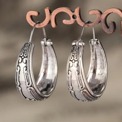Geometric Vintage Patterned Hoop Earrings Creative Earrings Accessories for Women's Daily Parties Holiday  Jewelry Gifts