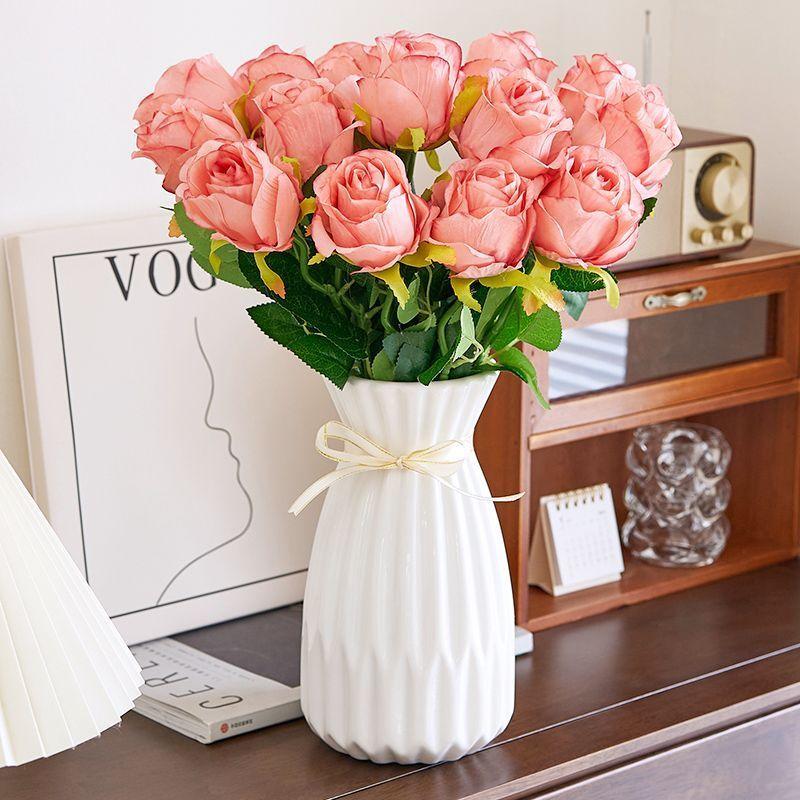 Symulacja światła luksusowa bułgarska róża salon dekoracyjny kwiat ozdoba dekoracja stołu jadalnego sztuczny kwiat panna młoda strzał na zewnątrz bukiet kwiatów