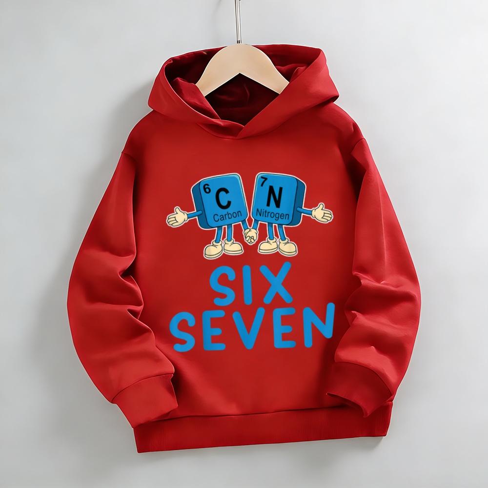 6 7 Meme hoodie children's sweatshirt, funny six seven cartoon print boy sweater, girl long-sleeved jacket