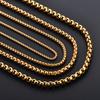 2/3/4/5mm Gold Color Plated Stainless Steel Square Box Chain Rolo Necklace Metal Jewelry for Women and Men Choker 14 - 40 Inches