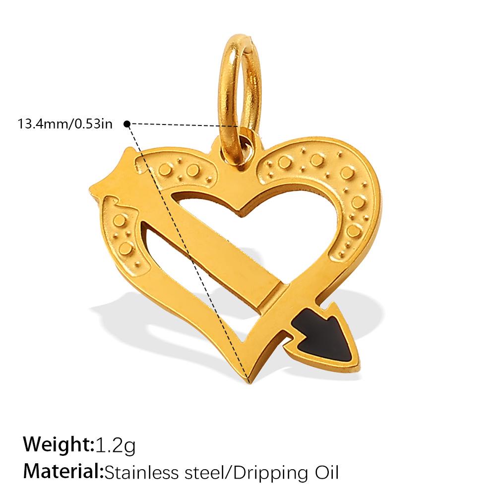 18K Gold-Plated Stainless Steel Moon Heart Diamond Pendant for DIY Jewelry