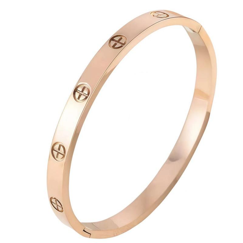 6mm 4mm Steel Womens Buckle Fashion Jewelry Bracelet 18K Vacuum Electroplated Gold Bracelet Mens Couple Holiday Gift