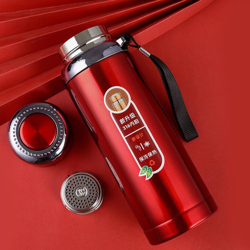 316 Stainless Steel Large Capacity Travel Thermos with Portable Sling