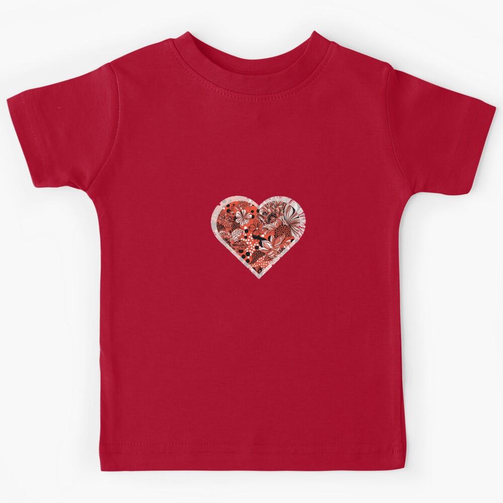 Floral red heart design pattern for valentines day Kids T-Shirt 110