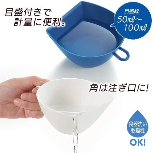 Akebono Sangyo Mini Tricolor Set of Dustpan and Colander Bowls (1 Colander, 3 Bowls), Made in Japan, with Graduations and Hanging Hooks, Microwave Saf