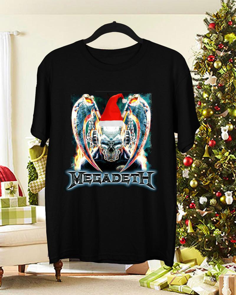 Megadeth Рождественская хлопковая футболка с коротким рукавом Унисекс Все размеры S-5XL US300 Унисекс Футболка XXXXL