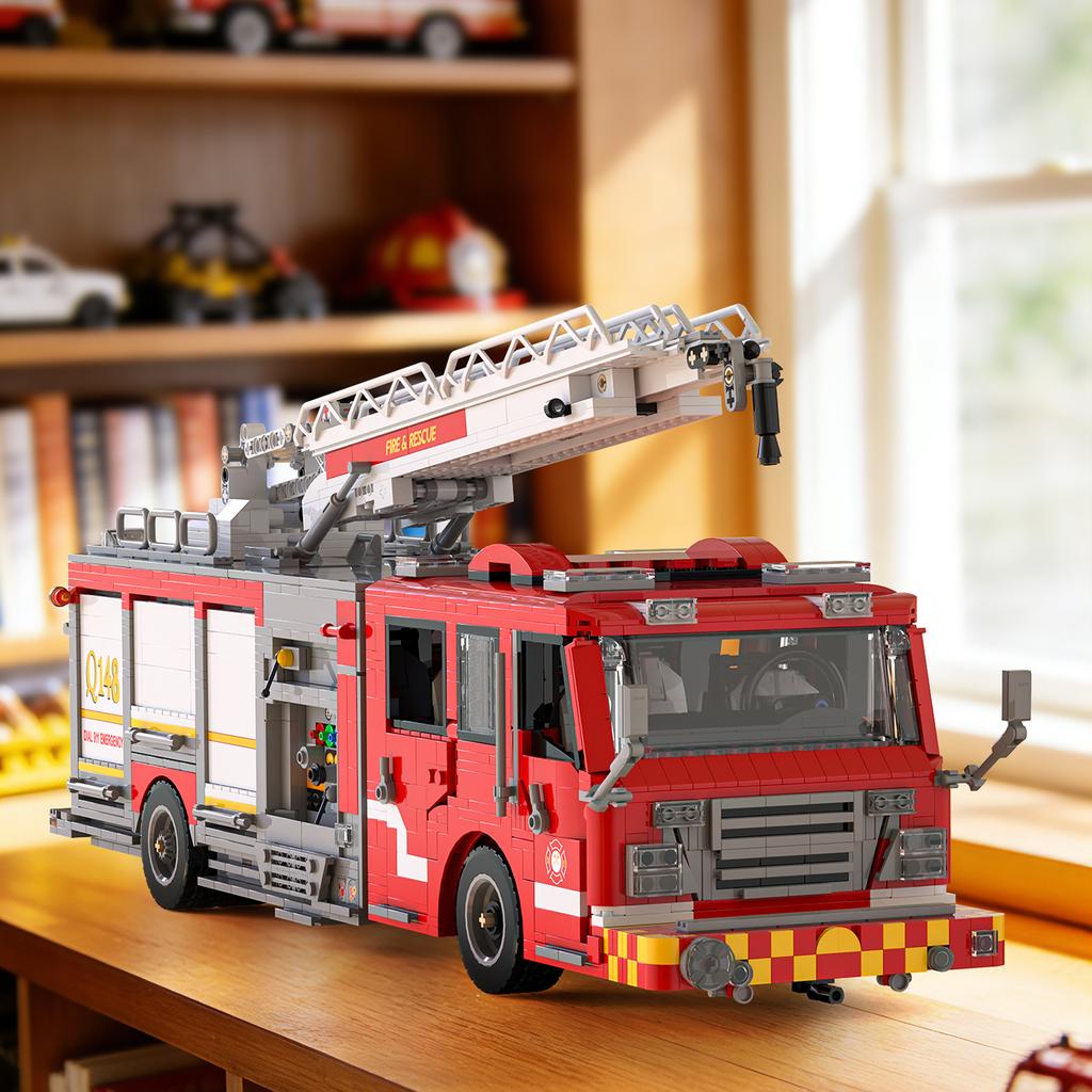 Non-Toxic 3033Pcs Ladder Fire Truck Building Blocks City Fire Rescue Vehicle Model Bricks Desktop Deco Kids Educational Toy Holiday Gifts