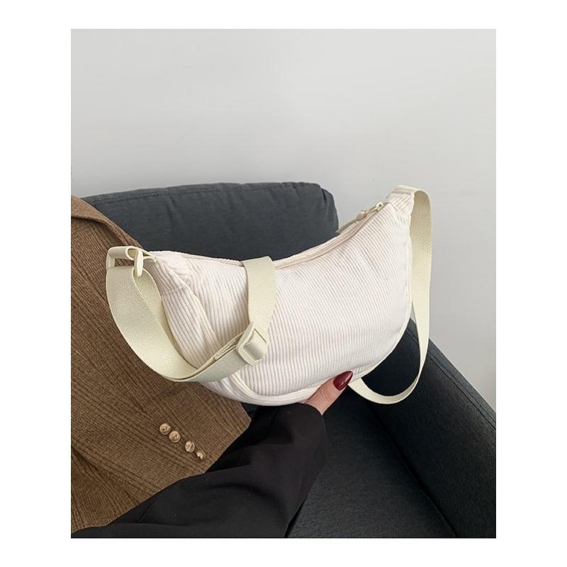 Japanese Single Dumpling Bag Corduroy Autumn and Winter New Women's Shoulder Bag Men's Satchel Underarm Bag Lightweight