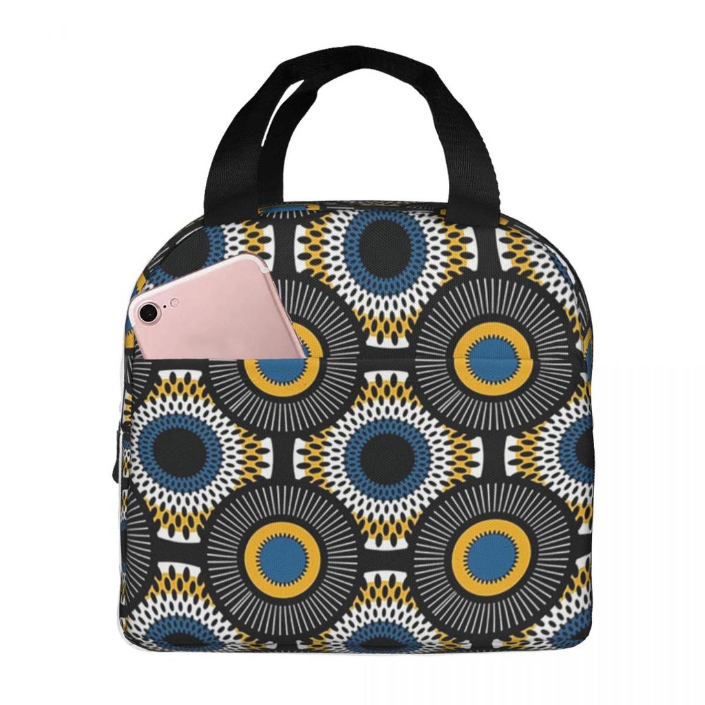 Sac à lunch isotherme Ankara Wax Hollandais Motif Africain pour Femmes Enfants Boîtes Alimentaires Portables Boîte à lunch thermique Sac fourre-tout