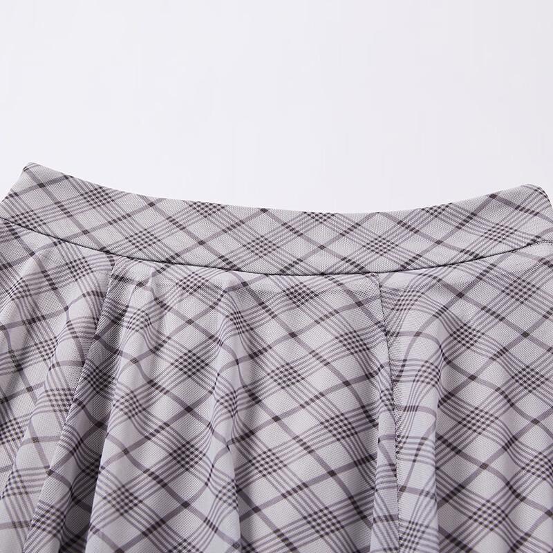 Xiangying Irregular Plaid High-Waist A-Line Skirt