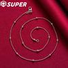 925 Sterlingsølv 16/18/20/22/24 tommer 4 mm Full Smooth Beads Kjede Halskjede smykker