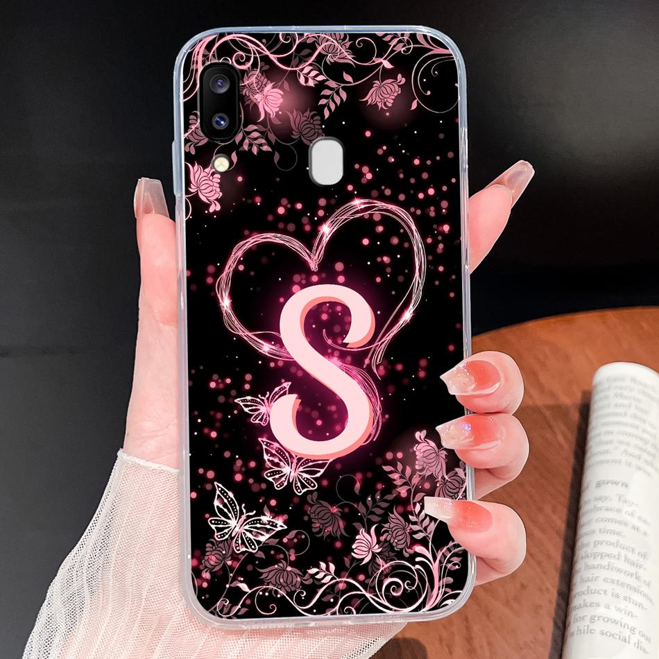Für Samsung Galaxy A20 A20S A21 A30 A30S Handyhülle Schmetterling Buchstaben Weiches TPU Klare Silikonhülle Für Galaxy A 20 A 30 Gehäuse