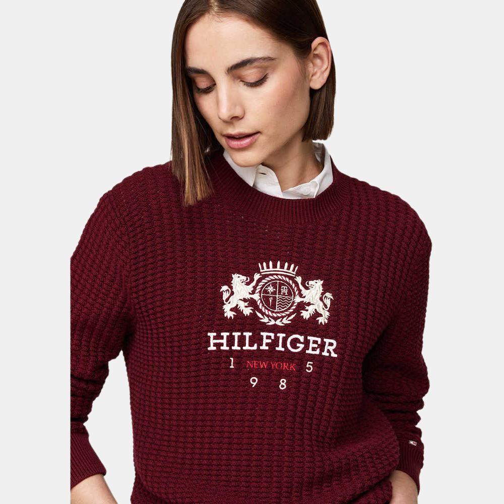 Tommy Hilfiger Simple Pullover Round Neck Casual Long Sleeve Knit Sweater Women sweater WW0WW43135-VLP