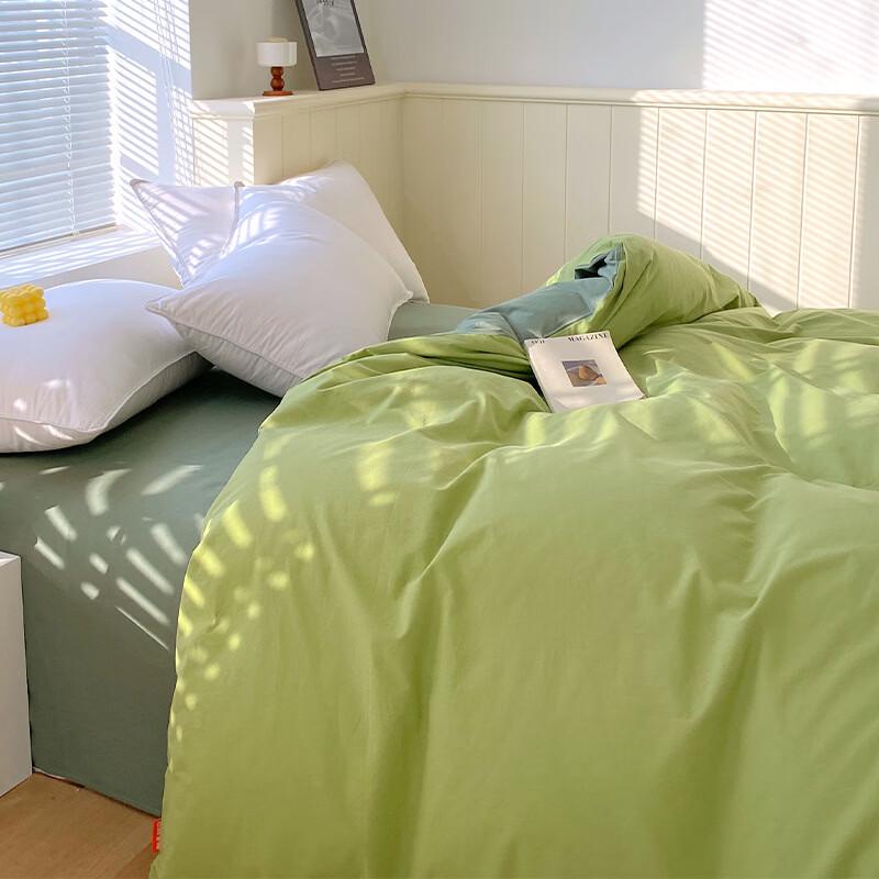 Simple Two-Tone Washed Cotton 4-Piece Bedding Set