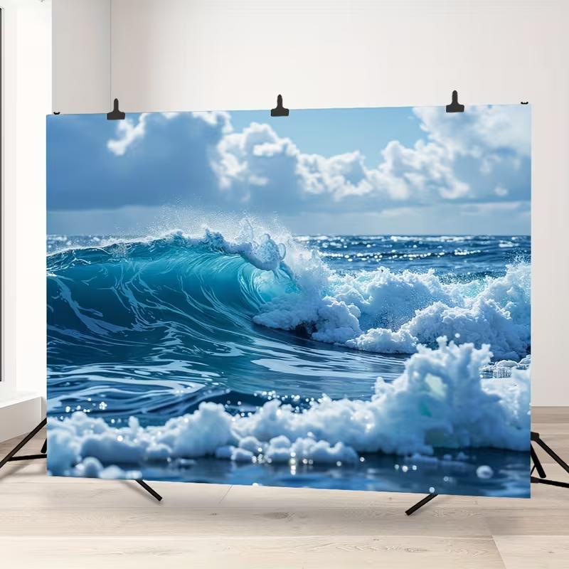 2D Ocean Wave Backdrop for Beach Themed Parties, Photoshoots and Videos