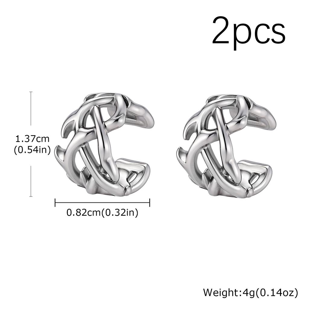 Vintage Punk Viking Clip Earrings for Men Boys,Anti Allergy Stainless Steel No Pierced Ear Bone Cuff,Birthday Father Gift