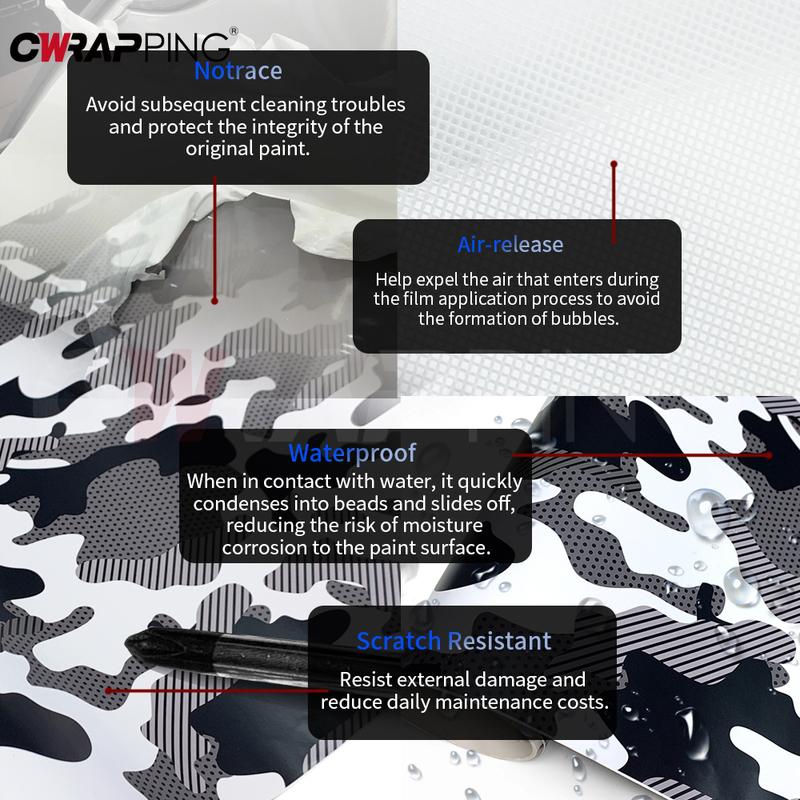 Stickers for Car Adhesive Vinyl Paper for Car Camouflage Film Camo Vinyl Wrap Black Accessories Auto Jeep Off-Road Body Covering