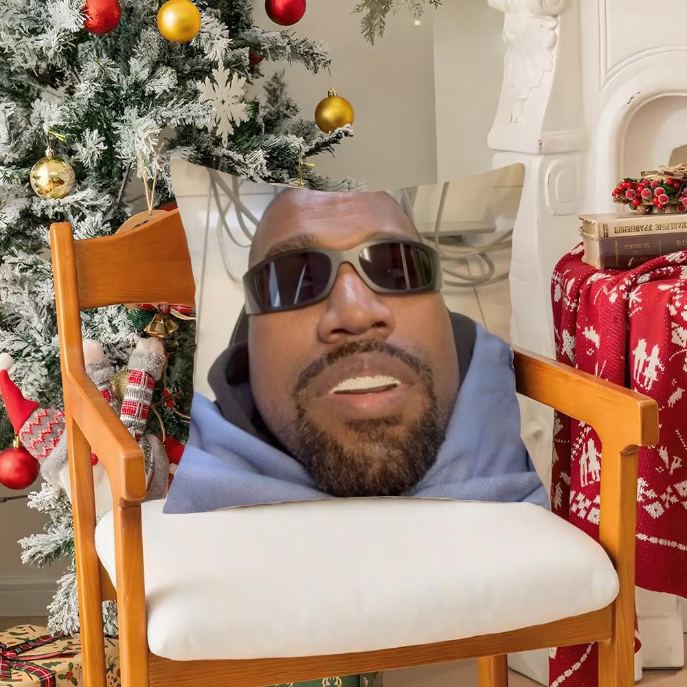 Funny K-Kanye Meme Pillow Case Silky Short Plush With Invisible Zipper Dustproof Sofa Cushion Cover For Home Decor