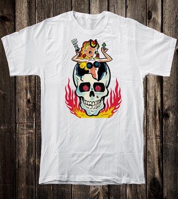 T-shirt da uomo Hot Rod Novità Lady Luck Fiamme Drag Gara Corsa Fortunato