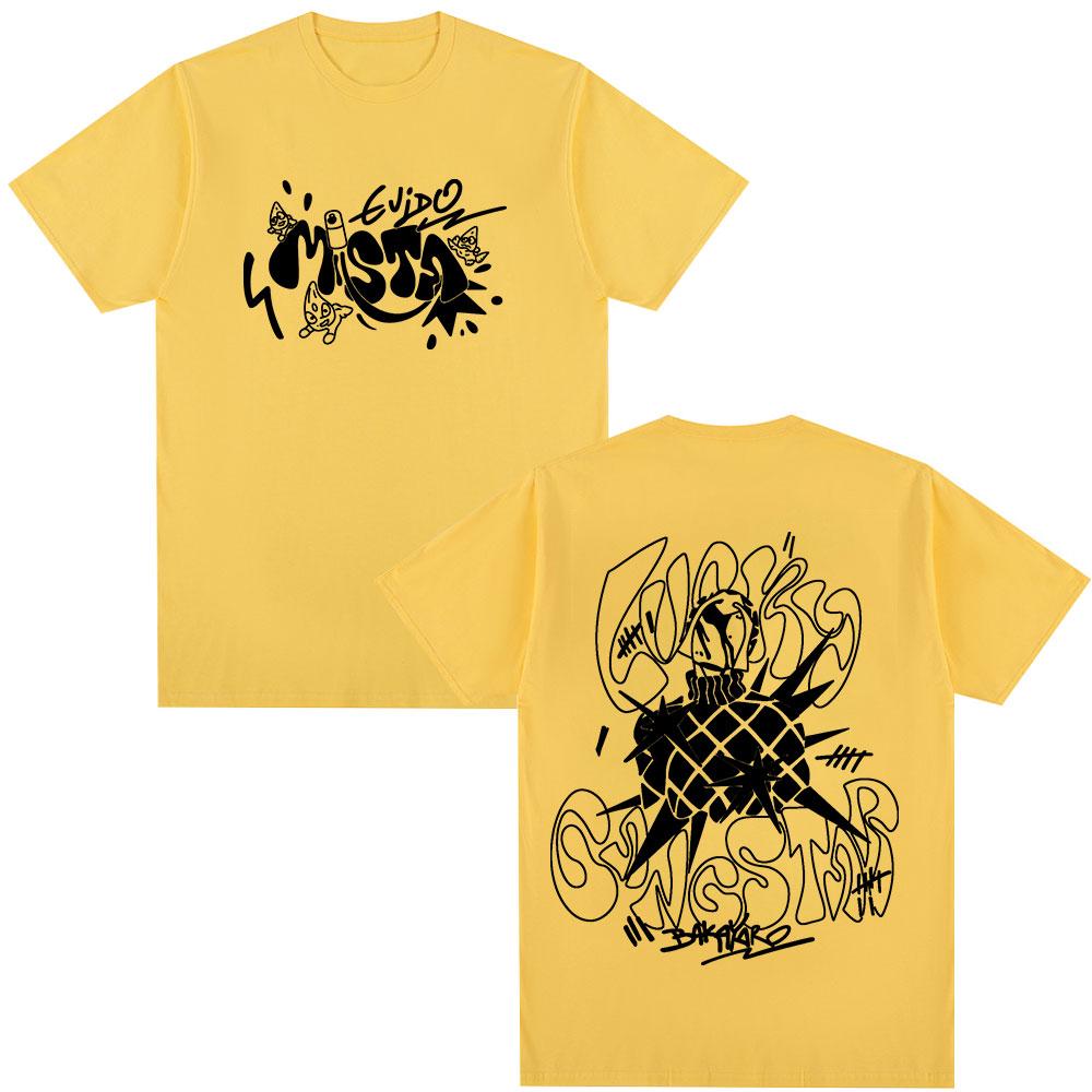Anime Jojo Bizarre Adventure Guīdo Mista T-Shirts Unisex Damen Freizeit Baumwolle Y2K Kurzarm Oversized T-Shirts Harajuku Streetwear