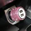 Bling USB Car Charger 5V 2.1A Dual Port Fast Adapter Pink Car Decor Car Styling Diamond Car Accessories Interior for Woman