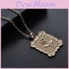 Gold Plated Pop Geometric Square Rose Flower Necklace Clavicle Sweater Chain Elegant Jewelry For Women