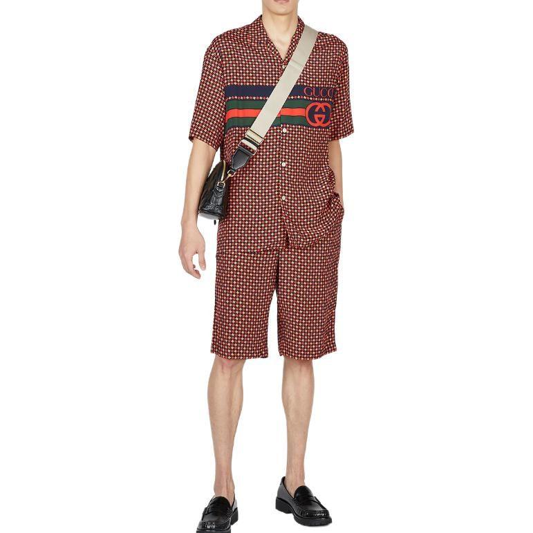 GUCCI Mid Rise Houndstooth Printed Tailored Shorts 672698-ZAL6H-4956