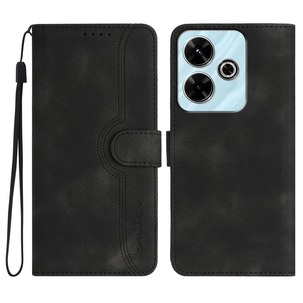 YX0030 For Xiaomi Redmi 13 5G/13 4G Case Smile Imprinted Wallet PU Leather Flip Cover