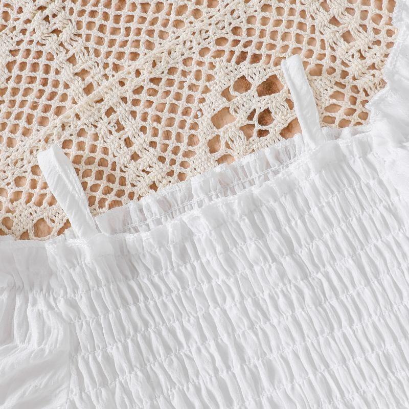 Abito plissettato con cinturino per bambina Manica estiva per bambini Cuciture casual Torta Abiti da principessa Abiti per bambini da 2 a 8 anni