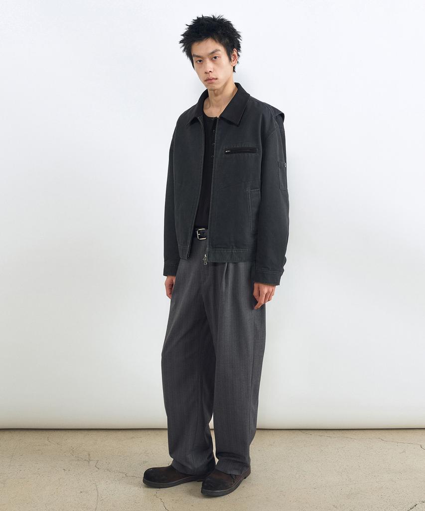 INSILENCE Striped Trucker Pants Grey