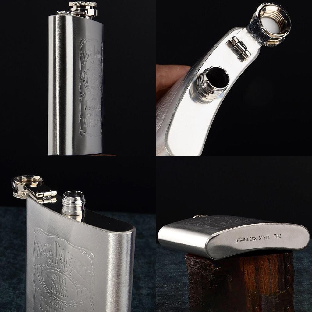 Elegant Portable 7oz Stainless Steel Flask With Embossed Design For Whiskey Lovers