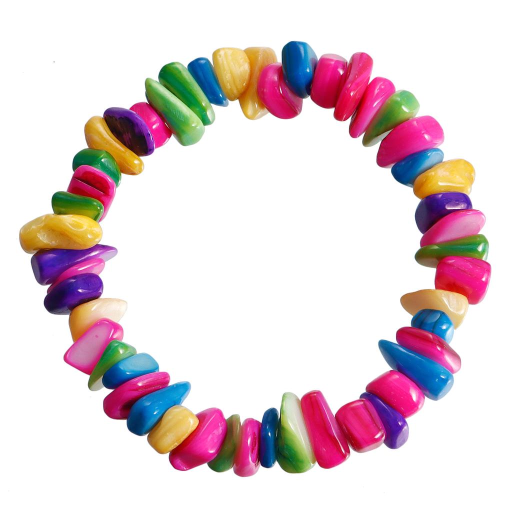 European and American simple design sense, colorful broken shells beaded necklace ins vacation beach wind versatile collarbone chain necklace