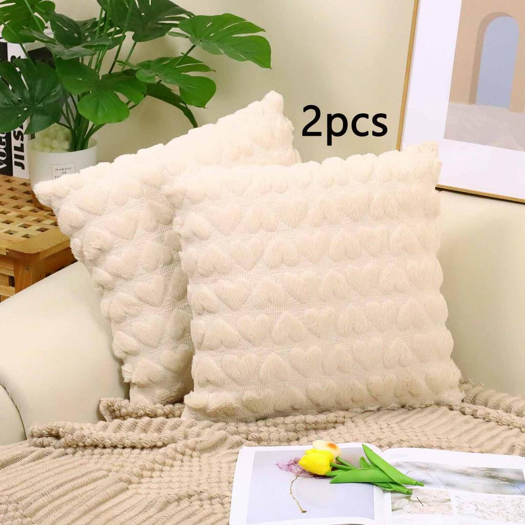 2pcs Cross Border Modern Minimalist Pillow Cover Long Plush Autumn Winter Living Room Sofa Heart Cushion Pillow Cover
