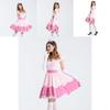 Elegant Super Mario Pink Princess Peach Costume Dress With Crown And Gloves Set