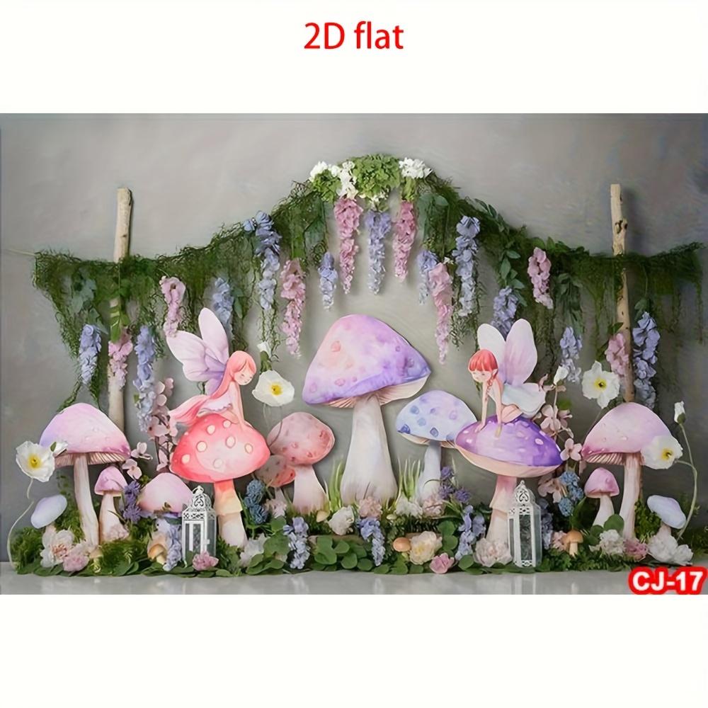 2D Plan 1 Piece Purple Mushroom Fairy Garden Background Magic Forest Photography Prop