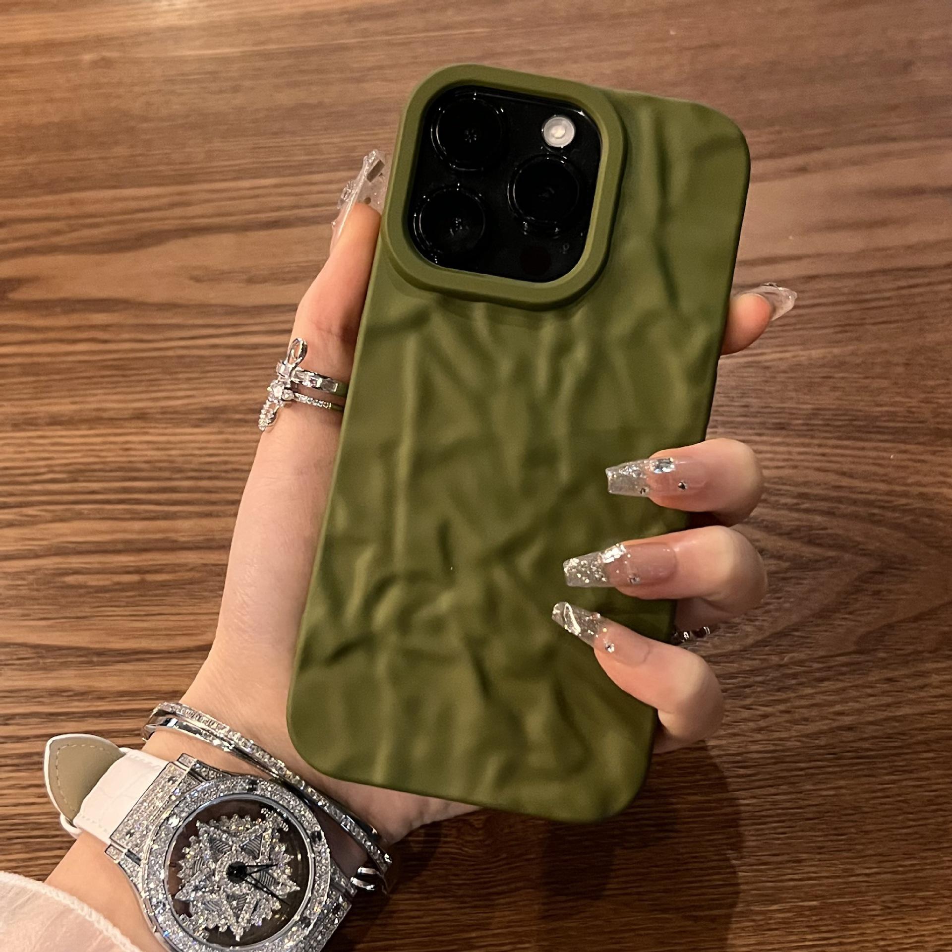 

Подходит для iPhone 16 Чехол для мобильного телефона с эффектом мятой кожи Apple 15proMax Всесторонний матовый 14 Противоударный защитный чехол iPhone16proMax