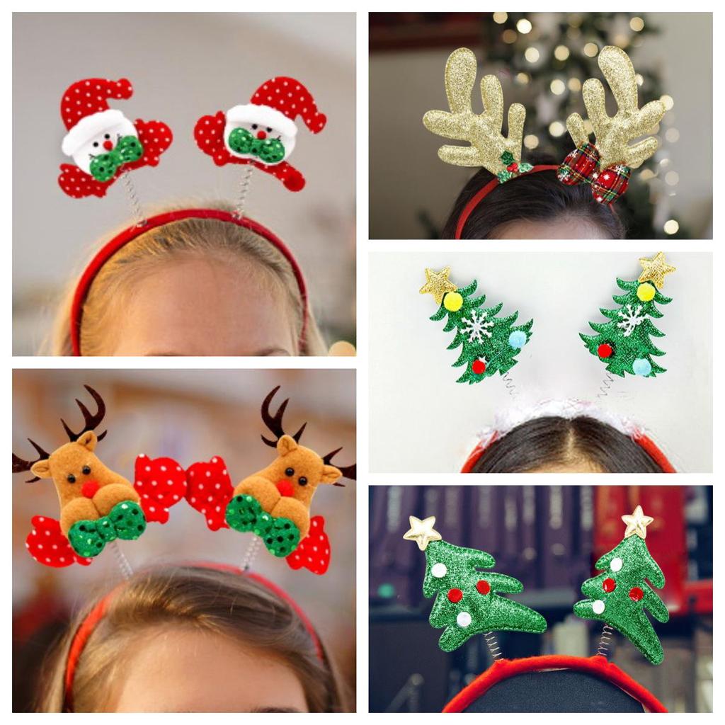 Christmas Tree & Reindeer Antler Sequin Headband for Adults & Kids - Festive Holiday Party Decoration
