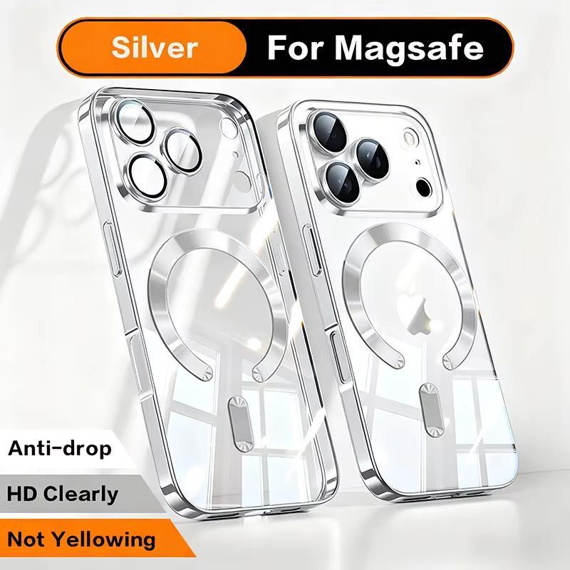For Magnetic Plating Case For For Iphone Air 17 17e 16e 16 1 14 13 12 11 Pro Max Plus Wireless Charge Clear Soft Back Cover