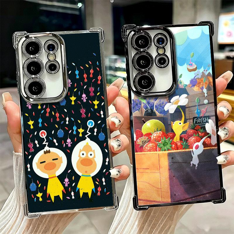 P-Pikmins Cute Game Soft Phone Case For Samsung Galaxy S26 Ultra S25 Edge S24 FE S23 Plus S22 S21 + S20 Plating Anti-Fall Fundas