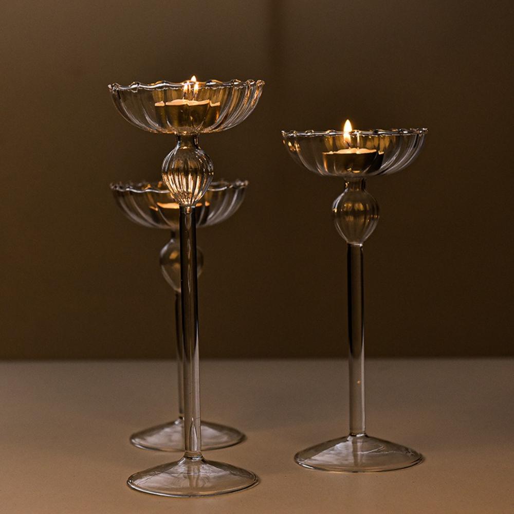 Tall Striped Candle Holders Christmas Decoration Candlelight Dinner Candlesticks Props room Decoration Wedding Table Top Items
