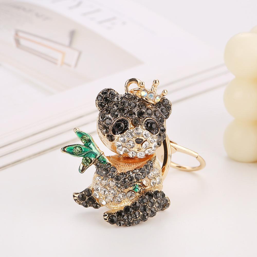 Cartoon panda keychain, rhinestone backpack pendant, student holiday gift, decoration, hanging decoration, cute diamond studded keychain