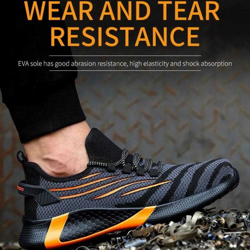 Men Safety Boots Steel Toe Anti Smash Anti Puncture Work Shoe Indestructible Breathable Couple Casual Shoes Lace Up Men Sneakers
