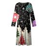 Women's Casual Crew-neck Christmas Print Mid-length Dress Long-sleeved Dress With Pocket