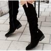 Fashion New Women New Side Zipper Low Heel Boots Fashion Suede Comfortable Shoe Casual High Top Trendy Boot Light Versatile Ladies Shoes