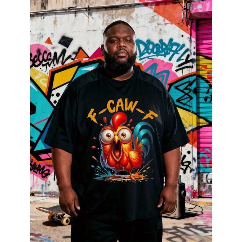 

Европейские размеры Мужская футболка большого размера Свободная F-типа Петух - Доступна в очень больших размерах S чёрный