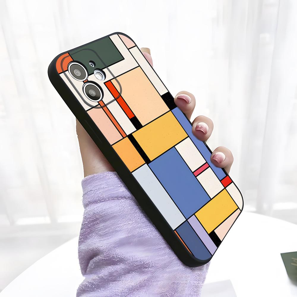 Pattern Abstract Piet Mondrian Phone Case For IPhone 17 Pro Max 15 Pro 16 14 Plus 12 13 Mini 11 Pro Shockproof Soft Cover