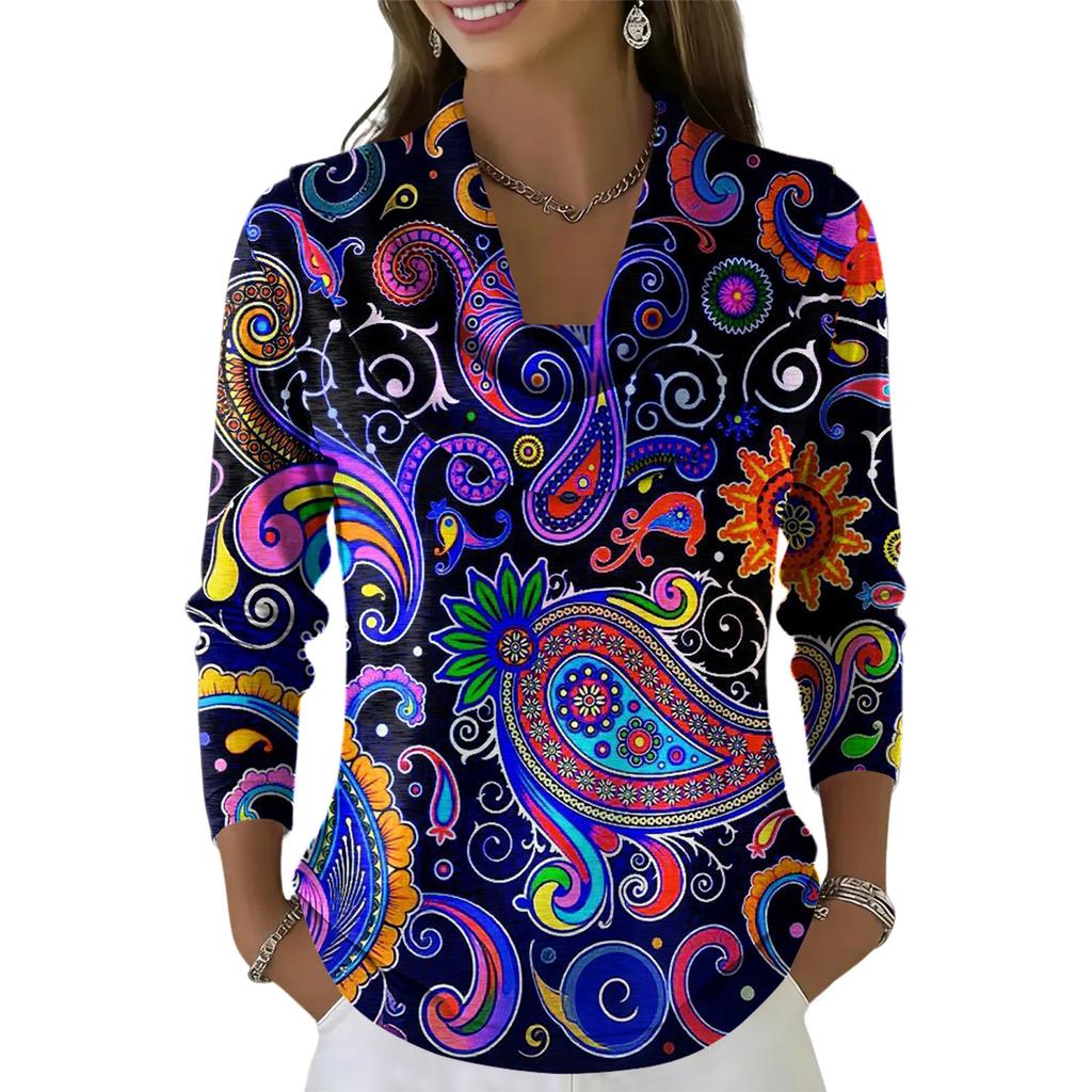 Dámský ležérní a módní svetr s dlouhým rukávem a potiskem, kulatým výstřihem