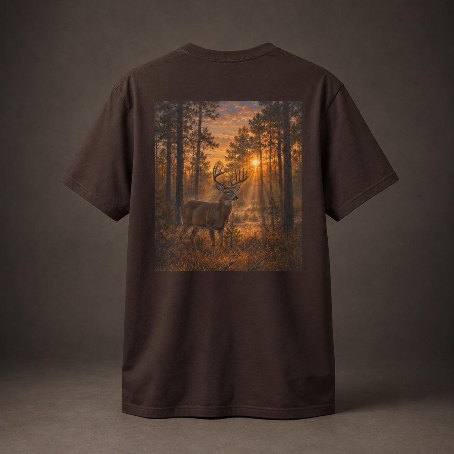 Deer in the Timber Shirt | Great Outdoors Series | Whitetail Sunrise Wildlife Tee | Nature Graphic T-Shirt 2XL