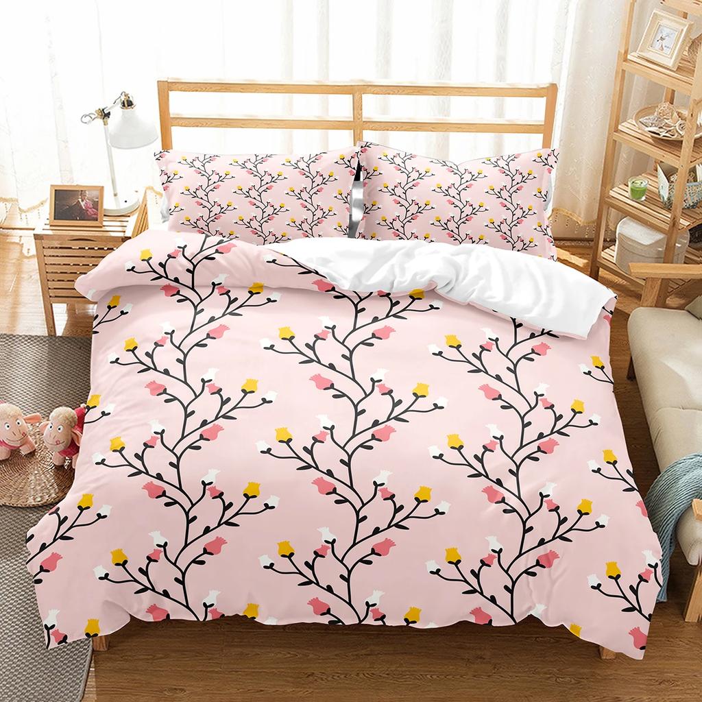 Botanical Flower Duvet Cover Single King Size Garden Leaves Floral Bedding Set Polyester Nature Theme Quilt Cover For Girl Women
